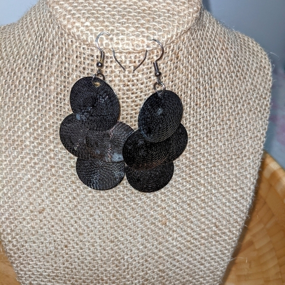 Silver Metallic Drop Earrings - Picture 2 of 3